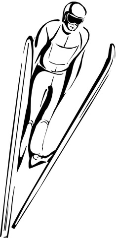 Competition Of Ski Jumping  Coloring Page